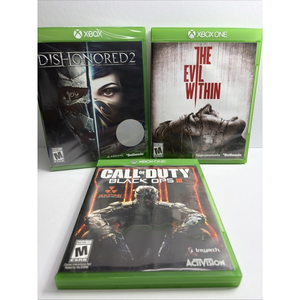 Xbox One Game Bundle Dishonored 2 Evil Within COD Black Ops 3 Bethesda M NTSC